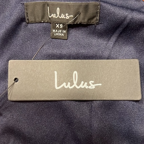 LULU’S “So Stunning Navy Blue Floral Jacquard Puff Sleeve Mini Dress” - Picture 12 of 16